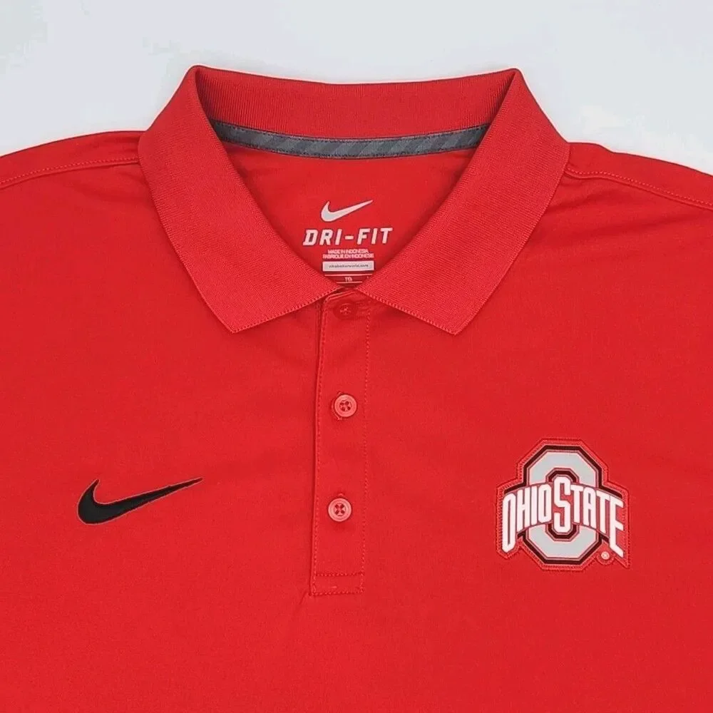 Ohio State Buckeyes Nike Golf Shirt Dri-Fit Men Sz XL Red Football OSU NCAA